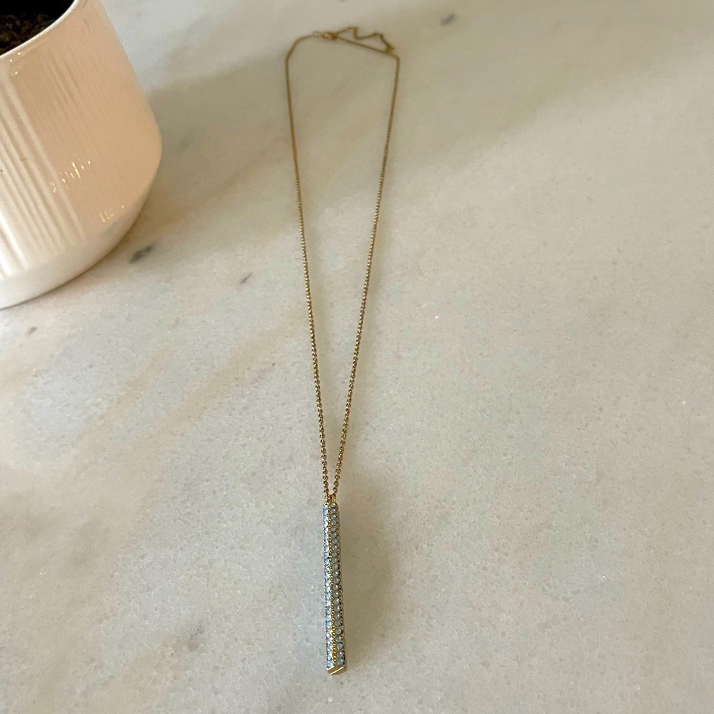 Blue Sparkle Cylinder Necklace - Picture 2 of 5
